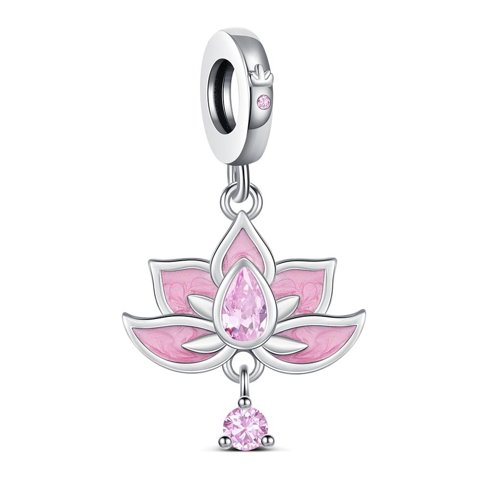 Copper Charms Zircon Pink Love Heart Pendants Beads Fit Originalbracelet Bangle Diy Jewelry For Women Gift