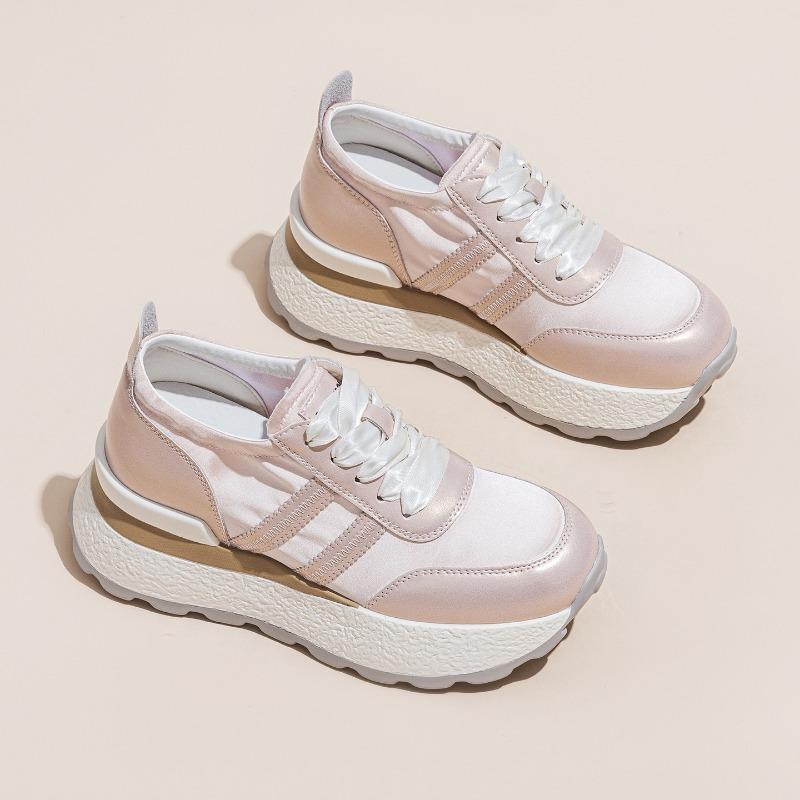 8Cm small inner height increase women's new summer satin breathable platform casual shoes