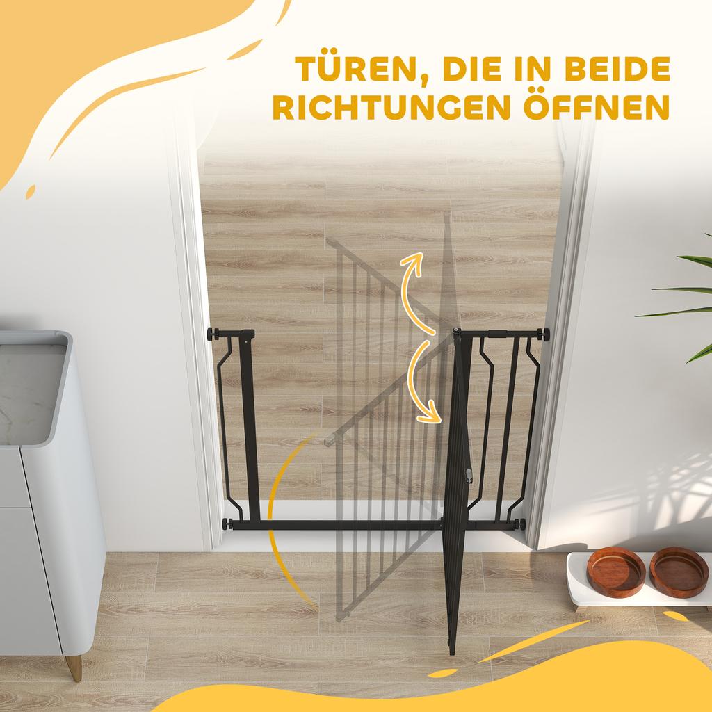 Wide Dog Safety Gate, with Door Pressure, for Doorways, Hallways, Staircases - Black