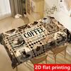 Single-sided Printed, Retro Coffee Design Tablecloth. Suitable for Family Kitchens, Restaurants and Patios.