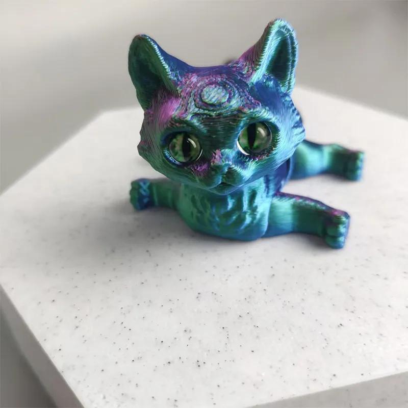 

1 шт. 3D-печать Многосуставные Подвижные Фигурки Кота Марионетки Модель Кошачьи Украшения Украшение для Домашнего Стола для Детей Девочек Подарок
