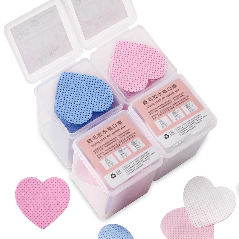 Candy Heart-Shaped Magic Cotton Eyelash Glue Cleaning Pads