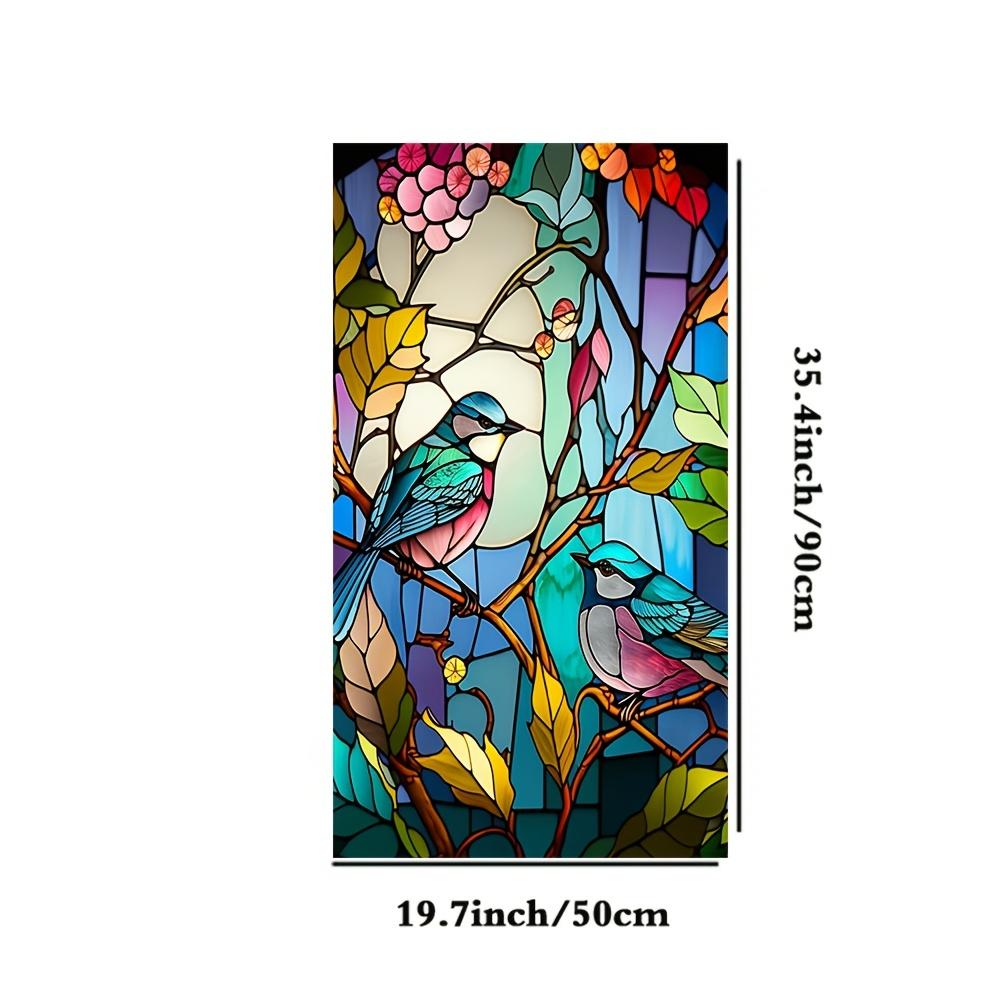 

Flower Bird Window Electrostatic Stickers Privacy Protection Static Cling Decoration Reusable Glass Decals for Home Bathroom