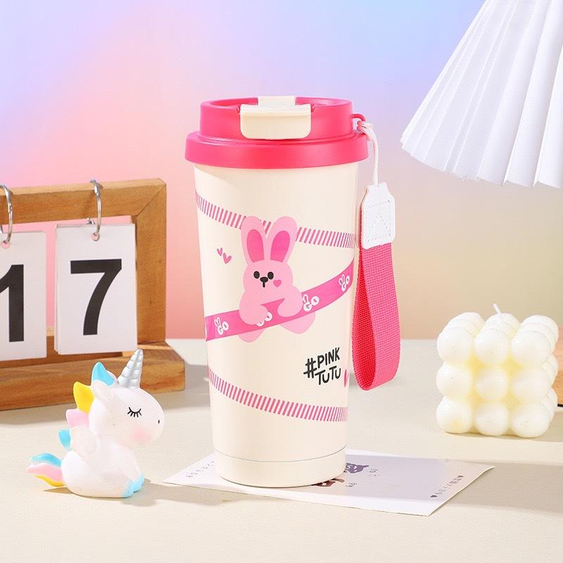 Water Bottle111 Thermos Cup Girls Lily of the Valley Coffee Cup Double Drink Straw Water Cup Gift Cup Panda