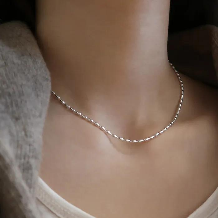 925 Silver Simple Oval Chain Necklace