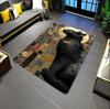 Egyptian Black Cat Rectangle Carpet Ancient Hieroglyph Stained Glass Cat Lover Home Decor Mat Non Slip Floor Rug Bedroom