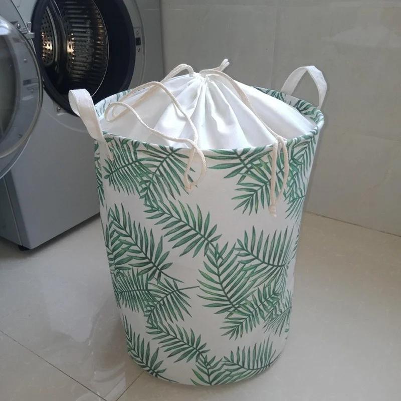 New Fashion Print Laundry Basket with Drawstring Lining Portable Foldable Storage Bag Hamper for Kids Toys Dirty Clothes Basket