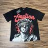 E8113 T-shirt Estiva Unisex con Stampa "EMOTIONS NEVER DIE", Maglietta Streetwear Grafica con Lettere Gotico