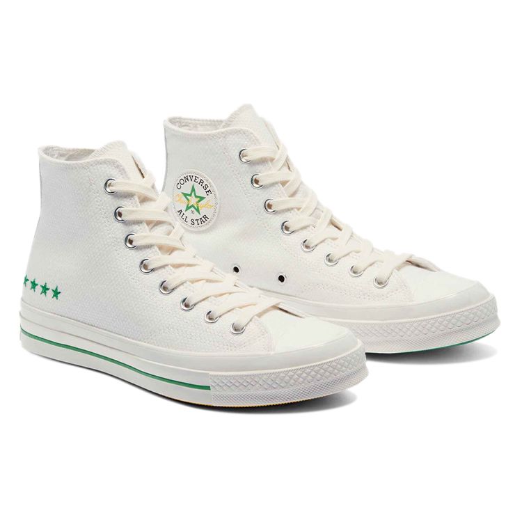 Converse Chuck 70 High Green Stars Unisex-Sneakers Weiß Vintage-Weiß Gelb 170999C