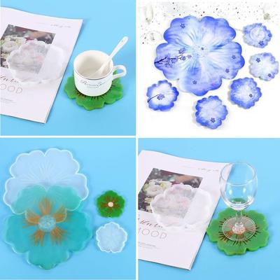 A Top Quality DIY Flower Shape Coaster Mold Silicone for Epoxy Resin Handmade Craft Fruit Dish Clay Plaster Casting Mould Home