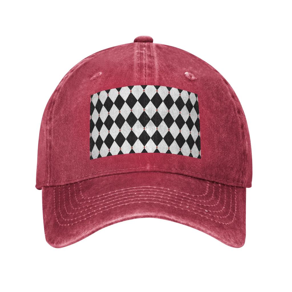 Harlequin Plaid playing cards Denim Cap Casual Baseball Caps Adjustable Hat Summer Unisex Baseball Hats