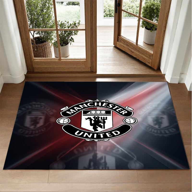 Manchester United FC Design Crystal Velvet Rug Soft Decorative Mat for Bedroom Entrance