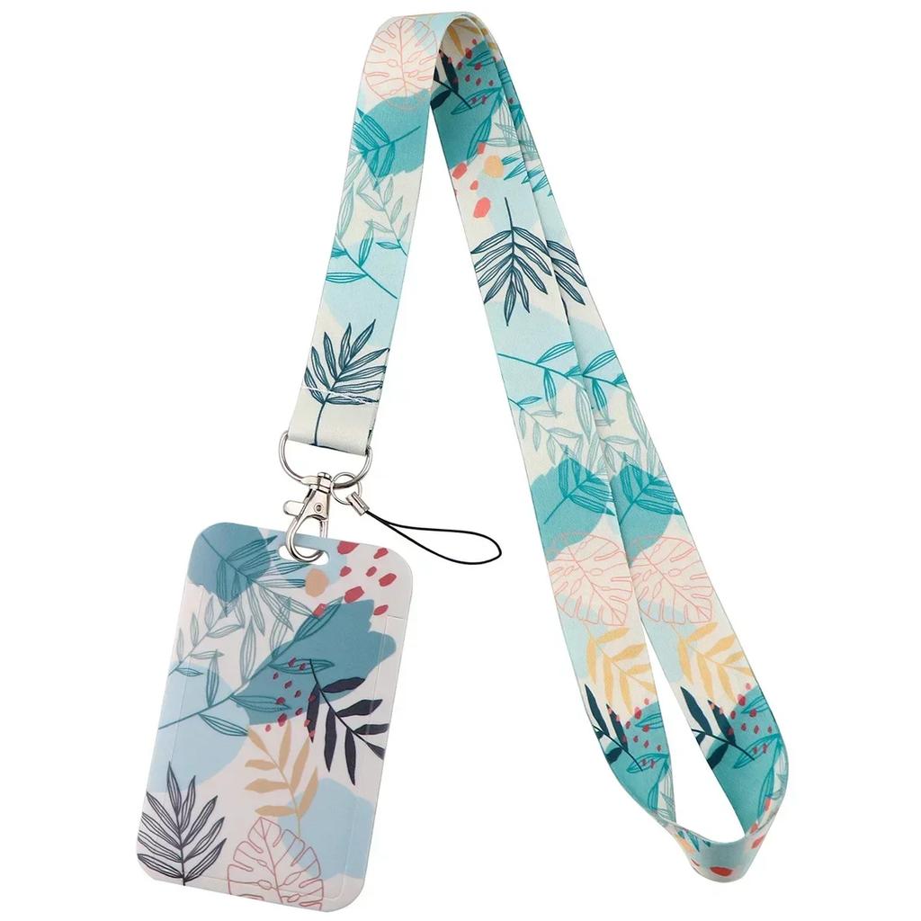 Grüne Pflanze Einfacher Frischer Stil Grüne Blätter Nackenband Ausweishalter Fitnessstudio Handy-Riemen Ausweishalter DIY Aufhängeseil Lanyard