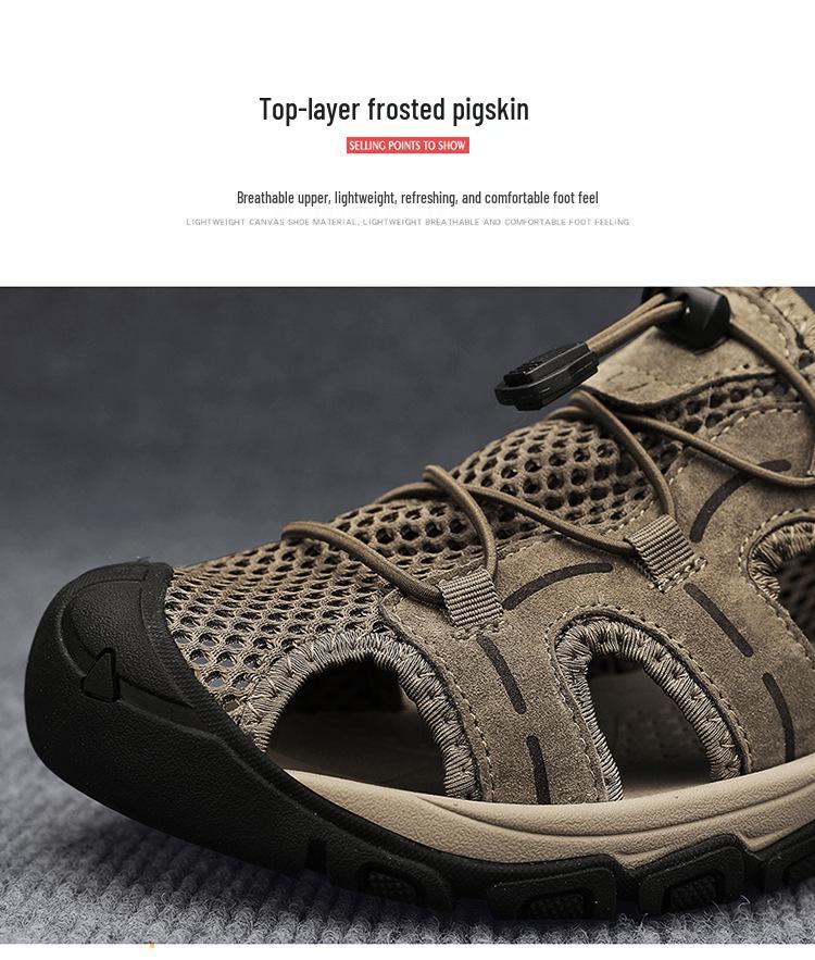 Men's 2024 Breathable Outdoor Sandals, Non-Slip Sport Beach Shoes with Hollow Design, Large Sizes Available