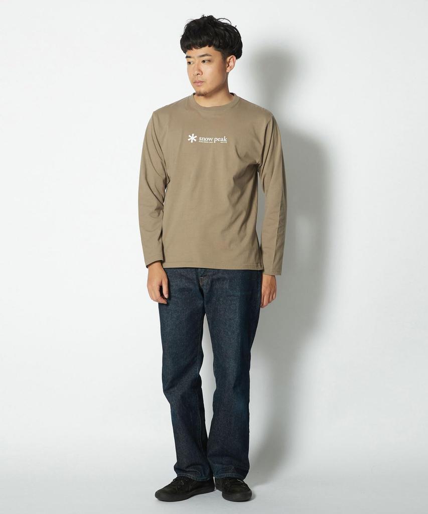 Snow Peak PRO. SW-25SU401 Soft Cotton Logo Long Sleeve T-Shirt, Size L, Perfect for Festivals, Camping, and Outdoor Activities