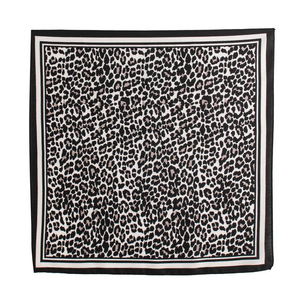 French retro leopard print silk scarf neck scarf simulation silk foreign style versatile temperament square scarf female live broadcast