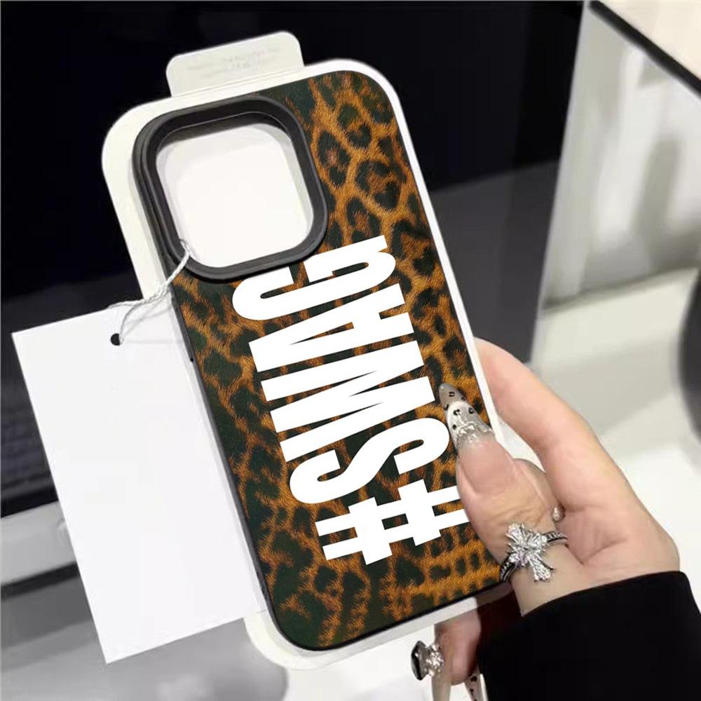Custodia per Telefono Lusso Leopardata Portafortuna con Motivo in Pelle di Litchi Per iPhone 17 16e 16 15 14 13 12 11 Air Pro Max Plus X XR XSMax