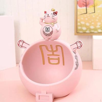Cat Storage Bowl Statue Jewelry Earrings Holder for Cafe Entrance Decoration Gift