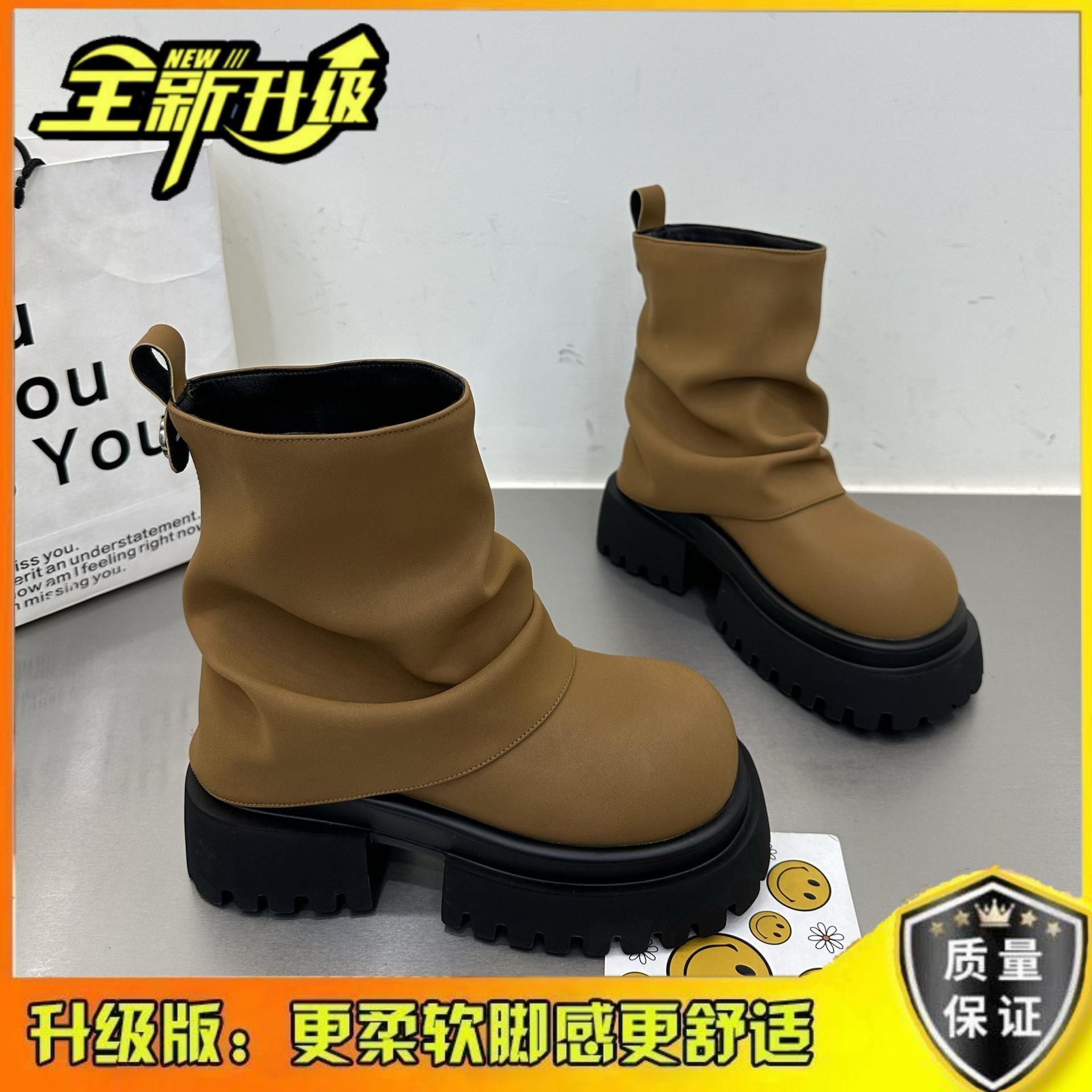 

Slip-on Women s Luxury Mid Calf Boots Autumn Winter Brand Warm Platform Ankle Boots British Soft Bottom Female Short Boots Mujer 35