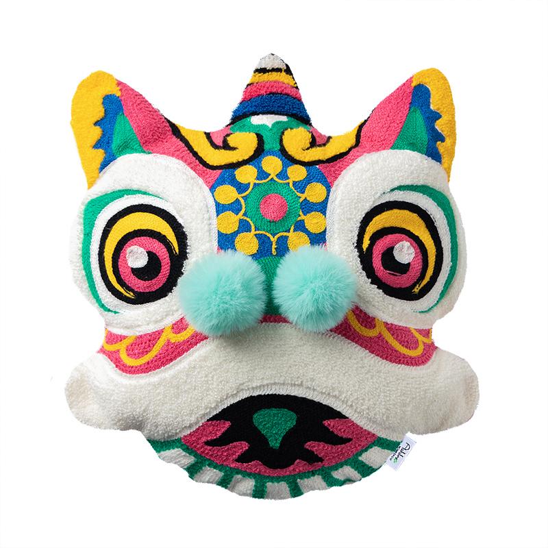 Joy Chinese Traditional Dance Lion Embroidery Cushion Sofa Chair Car Waist Cushion Wedding Bedding New Year Decorative Pillow