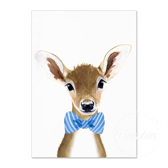 Blue Bow Tie lovely Animal Canvas Painting With Poaters And Prints Wall Art Tiger Picture For Boys Room On The Wall Room Decor No Frame