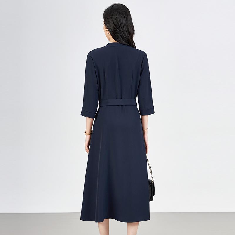 2425406-Early Autumn Waist-Slimming Dress - Women's Simple & Elegant Style