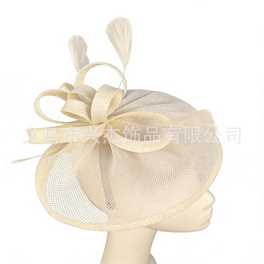 Feather imitation hemp mesh yarn, racing festival top hat, celebrity dress, hair accessories, catwalk, headgear, spring and summer new models