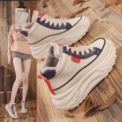 Damen Winter 2025 Dicksohlige Plus Samt Lässige Sportschuhe, Warme und Stilvolle Baumwoll-Knöchelhohe Sneaker K6717