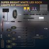 8Pods Pure White LED Rock Lights Kit with Switch Wiring Harness Extension Wire, 6500K 15LEDs Neon Underglow Light Waterproof Fender Lights for Car