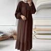 2024 Spring/Autumn Puff Sleeve Retro Ruffle Hem Dress for Muslim Women
