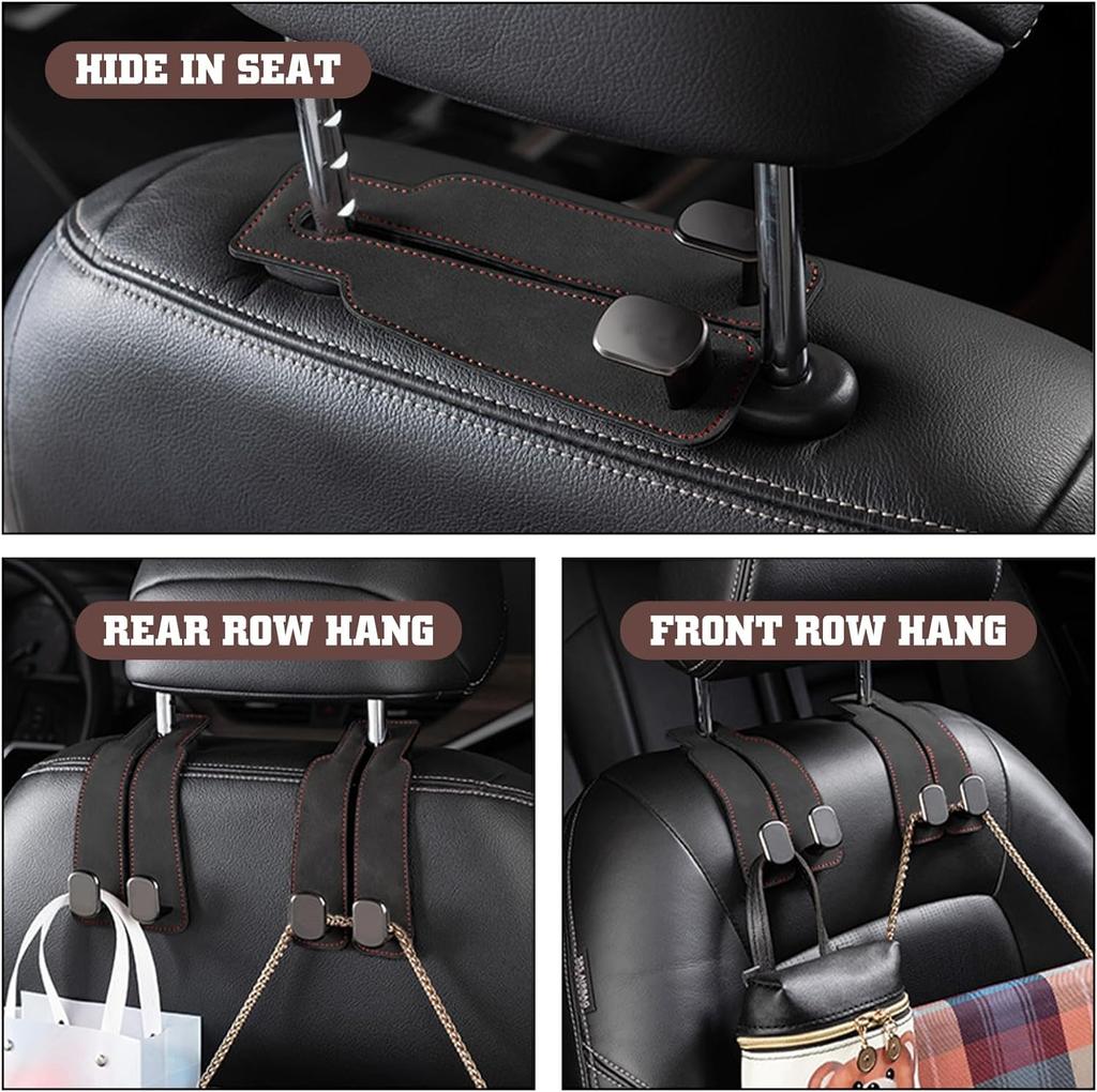 2 In 1 Car Rear Seat Back Hooks Headrest Hook Hanger Handbag Clip Universal Double Hooks Holder Storage Car Interior Accessories