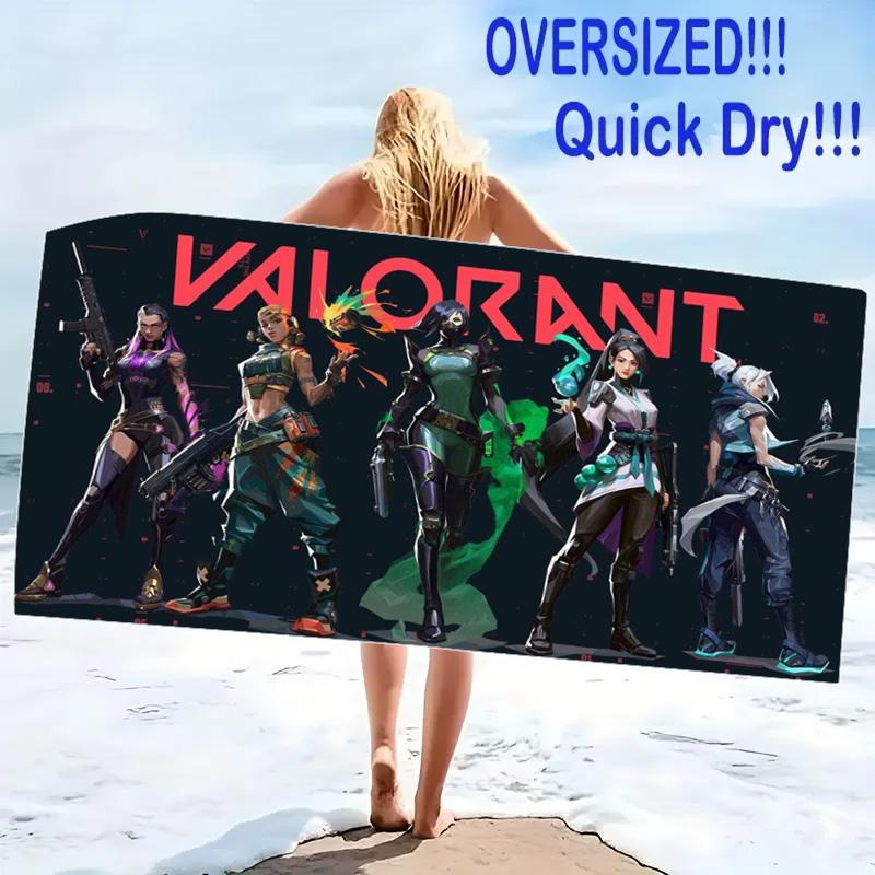 Valorant Print Beach Towel, Large Soft Quick Dry Towel for Beach Camping Swimming