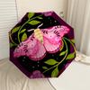 1pc Butterfly Flowers Automatic Folding Umbrella, Heavy Duty 8 Rib Iron Frame,  Suitable for Travel, Daily Use, Birthday, Decor Gift M0104024