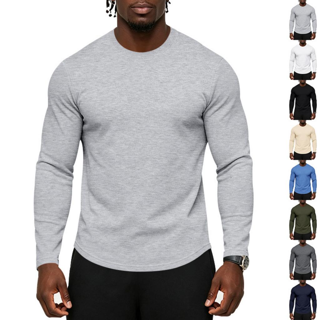 Men's Long Sleeve T-Shirt Casual Crewneck Loose Fit Breathable Versatile Base Layer Top for Commute and Everyday Wear