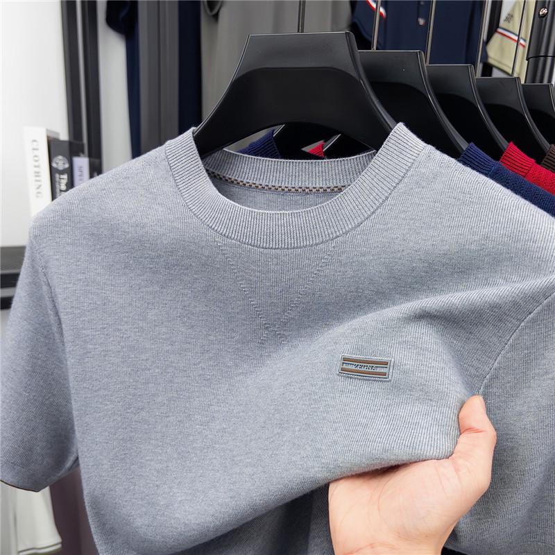 Men’s Autumn Winter Round Neck Short Sleeve Wool Base Layer - Skin-Friendly & Warm