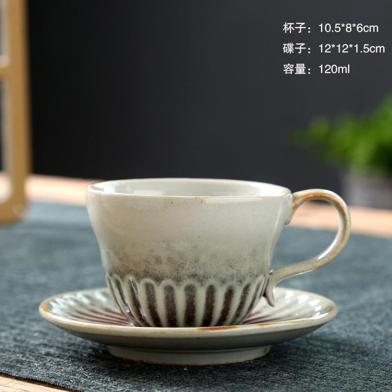 Supply Coffee Cup Handmade Retro Latte Cup Coarse Pottery Kiln Changed Ceramic Cup Saucer New Tea Cup 120ml