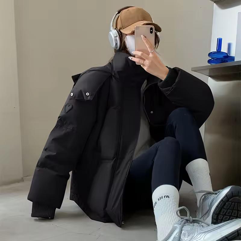 Women Short Down Cotton Jacket Women Harajuku Winter Couple Bread Style Outerwear Casual Thick Warm Hooded Parkas