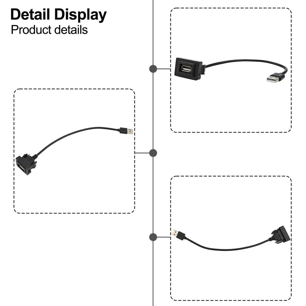 Car Dashboard Flush Mount USB 2.0 For Toyota Short Dash For Hilux For Prado For Landcruiser Panel Extension Cable Adapter