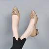 Fashion Women's Fashion Thin Heel Shoes Autumn New Shallow Mouth Pointed Head Metal Buckle Slip-on Wear-resistant High Heels