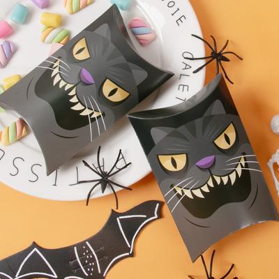 12pcs Halloween Pillow Shape Candy Gift Box Pumpkin Ghost Biscuit Snack Treat Boxes Kids Trick Or Treat Halloween Party Favors