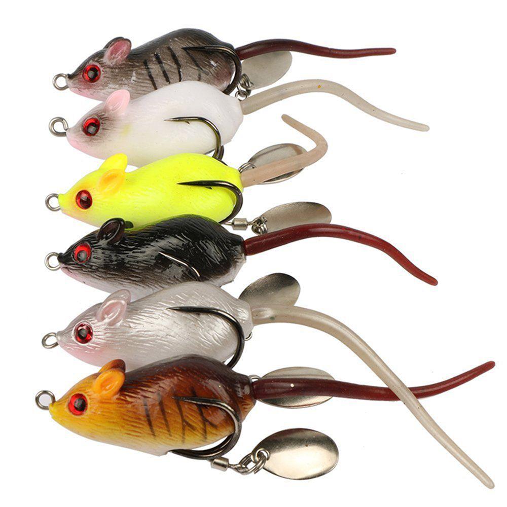5.5cm/10.5g Hot Lifelike eyes Wobblers  Soft Mouse Bait Snakehead Hooks Fishing Lures Spinner Spoon