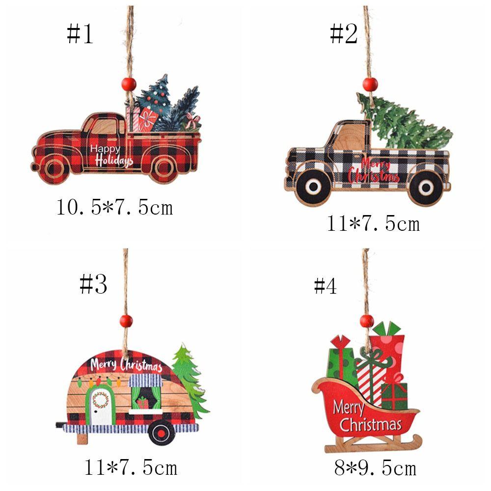 Sled/Plaid Car Christmas Wooden Car Pendant Hanging Christmas Decoration  Friends