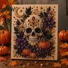 Autumn Atmosphere Wall Decor Halloween Faux Pearl Art DIY Kit, Spooky Cute 3D Beads Painting Crafts, Resin Bead Mosaic Gothic Ghost Pumpkin