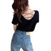 Summer 2025 Women's Backless T-Shirt: Hot, Sexy, and Stylish Straight Shoulder Design