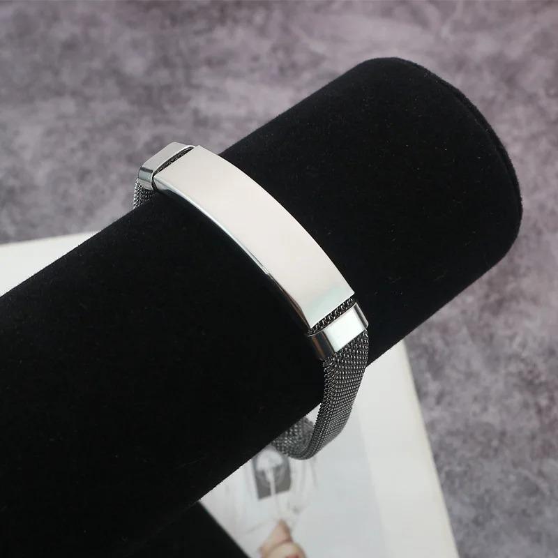 Punk Custom Name Engrave Logo Net Bracelets For Women Trendy Stainless Steal Bracelet Men Charms Friendship Jewelry Valentine