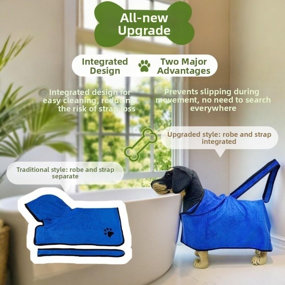 High Absorbency Dog Bathrobe Hooded Quick Drying Towel Dog Bath Towels  for Cleaning Grooming