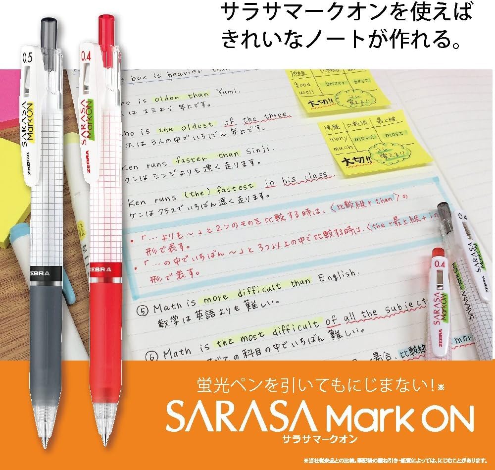 Zebra Sarasa Mark On Gel Ballpoint Set of Pen, 0.5mm, Red, 5, P-JJ77-R5-AZ