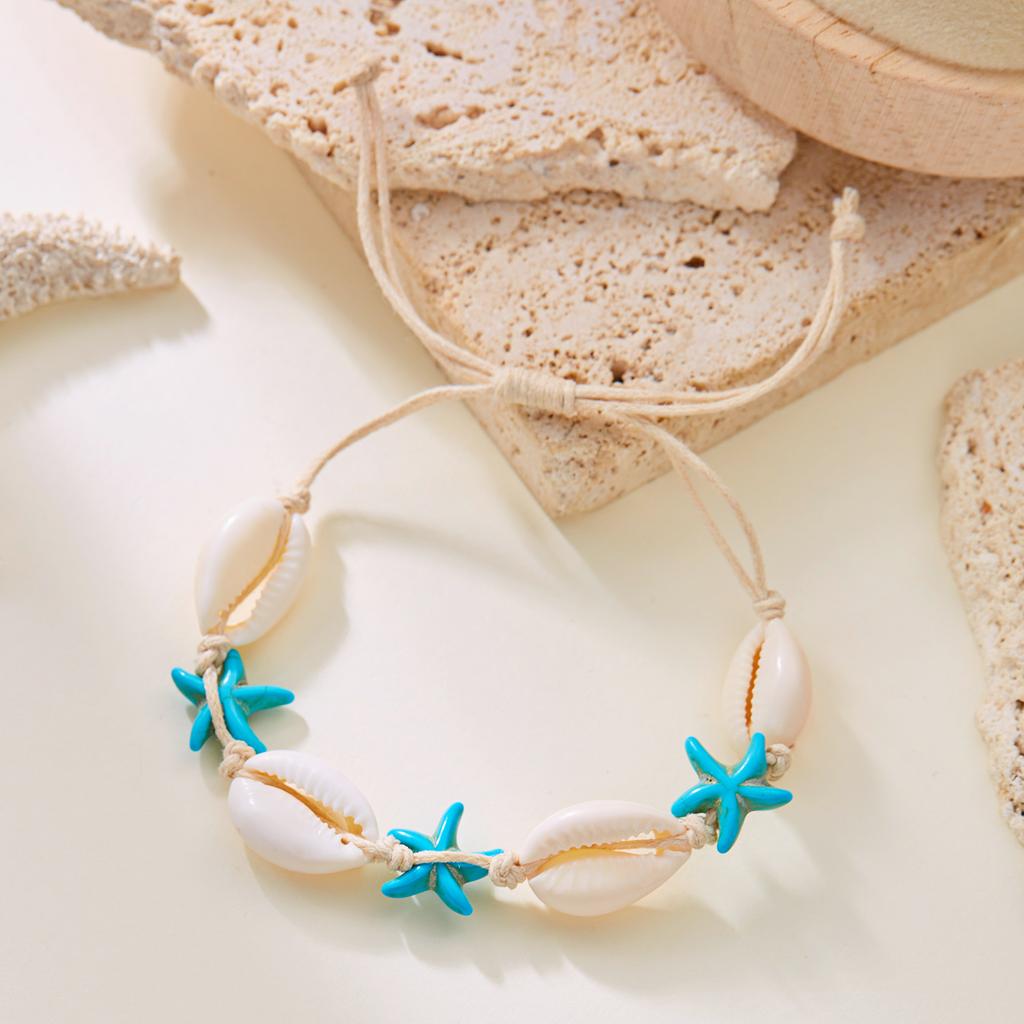 Bohemian Starfish Shell Beads Bracelet For Women Sea Star Turtle Conch Woven Rope Bracelet Summer Beach Party Holiday Jewelry