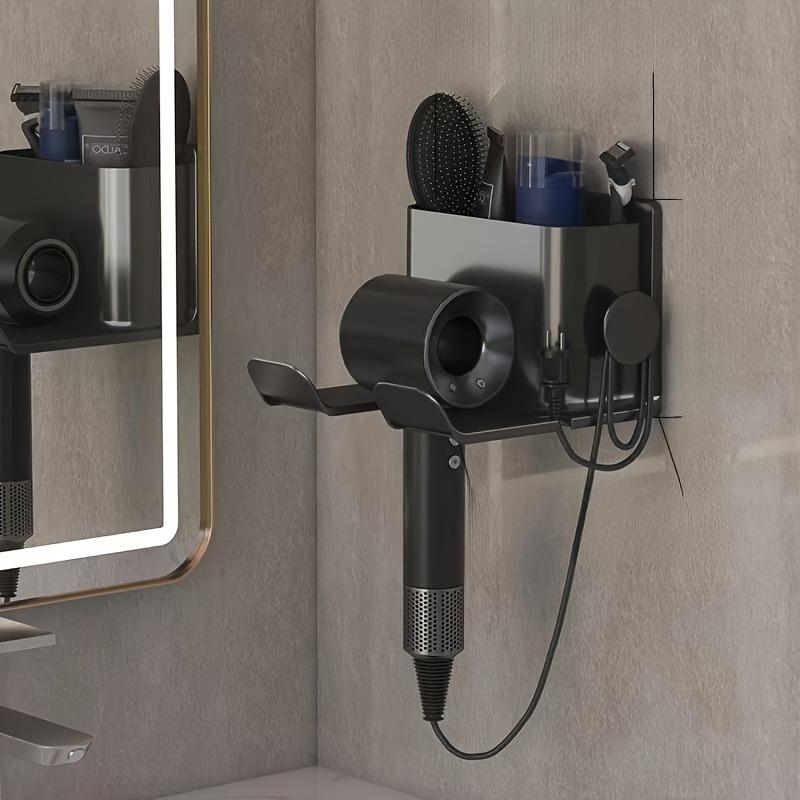 Hair Dryer Holder - Wall-mounted Electric Hair Dryer Stand Without Drilling Holes - Toothbrush Comb Holder