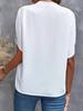 2024 Summer Fashion Women's V-neck Loose Solid Color Casual Top